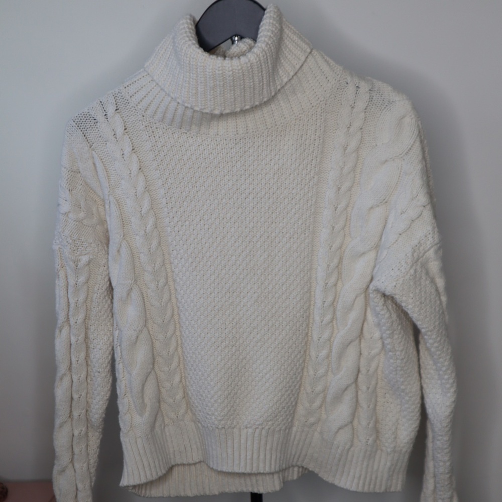 Madewell Knit Cowl Neck Sweater Cream SMALL